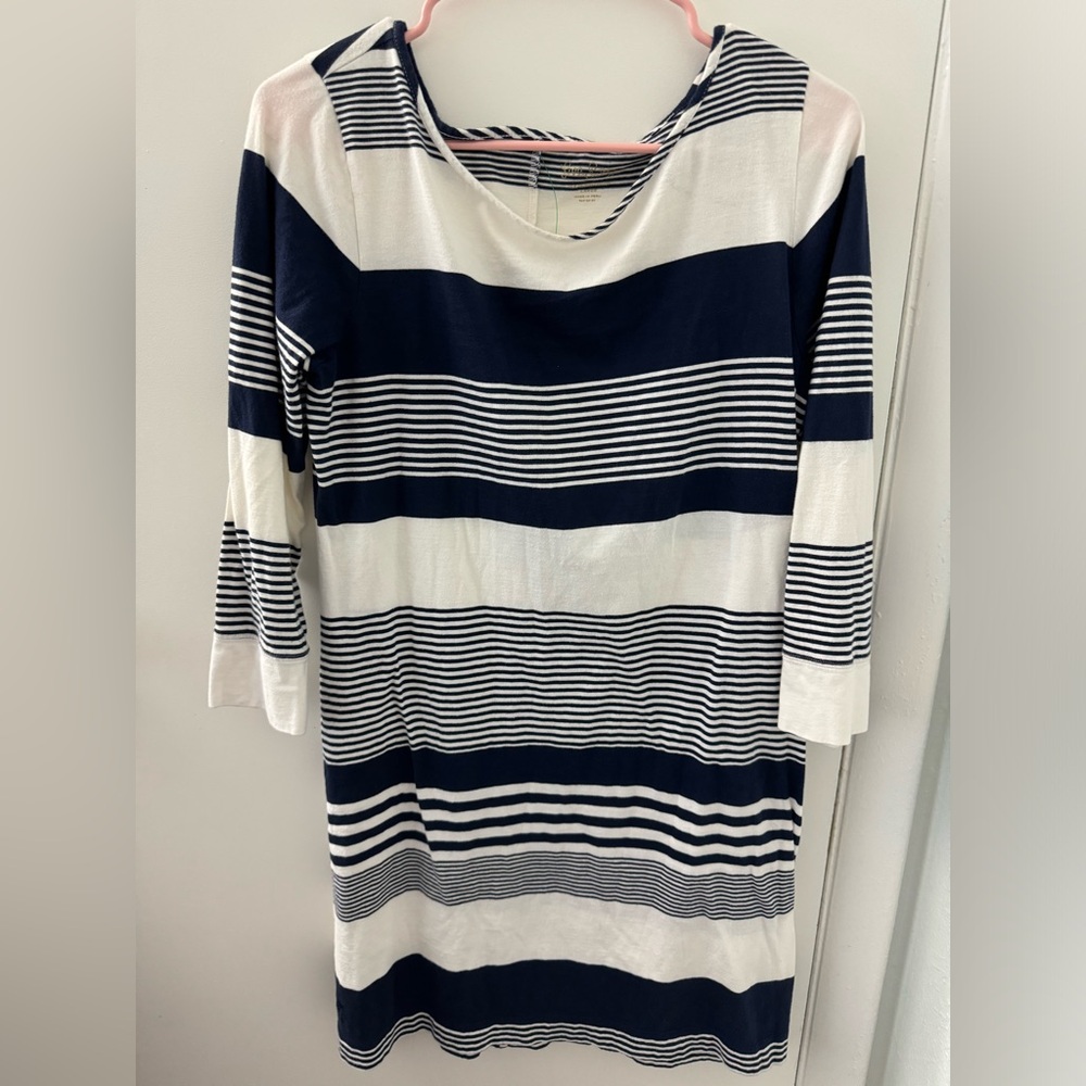 Lilly Pulitzer Navy White Stripe Dress Cotton Size Large